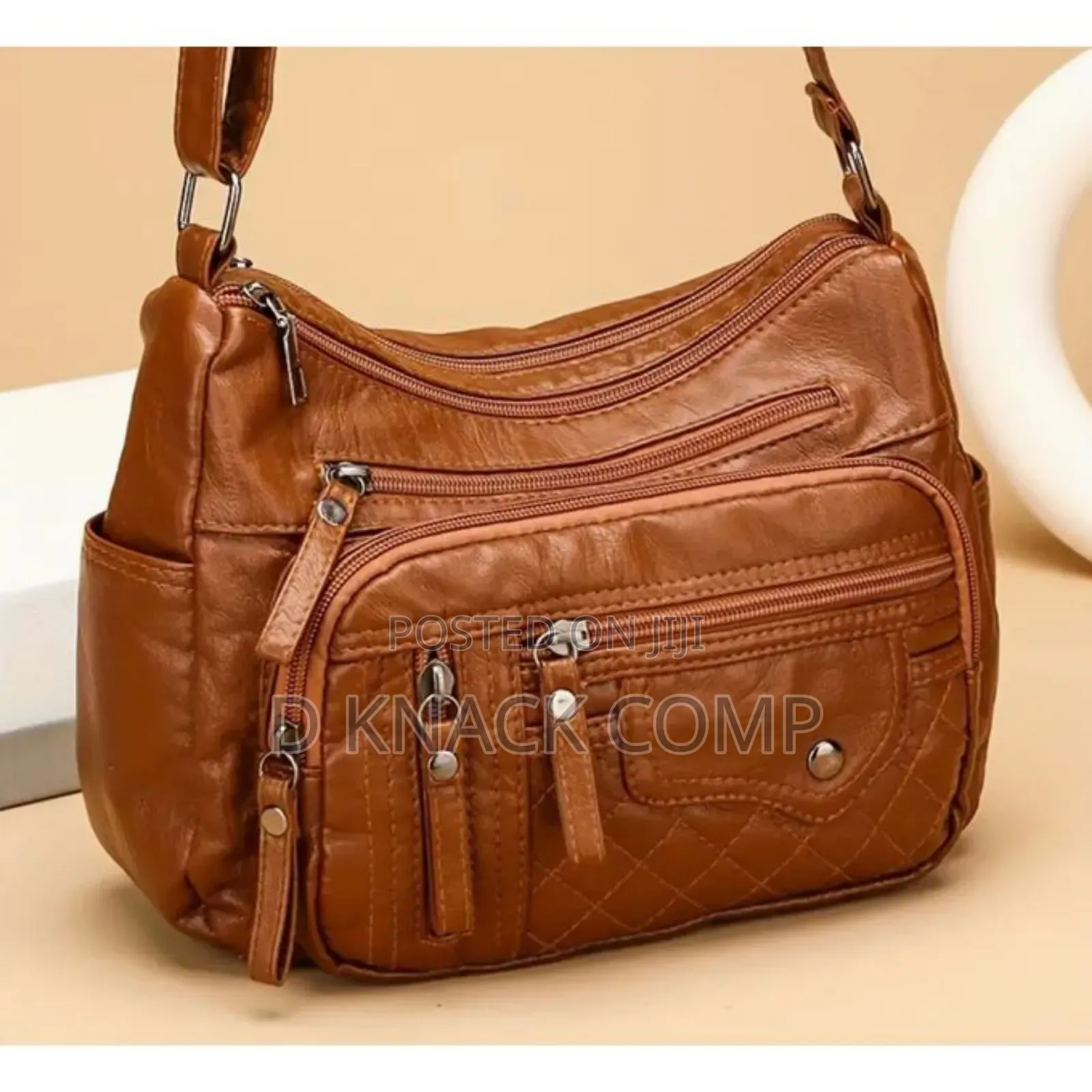 Female Multi Zipper Hand/Shoulder Bag, Soft Vegan Leather