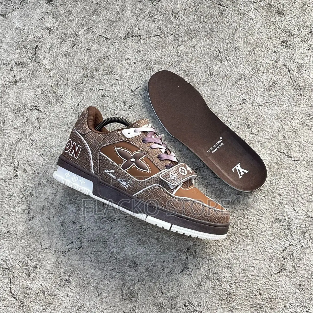 Original Louis Vuitton Denim Embossed Trainer Sneakers