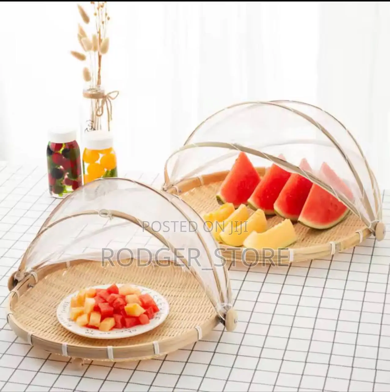 Bamboo Woven Basket Anti-Mosquito Net Fruit Vegetable Basket