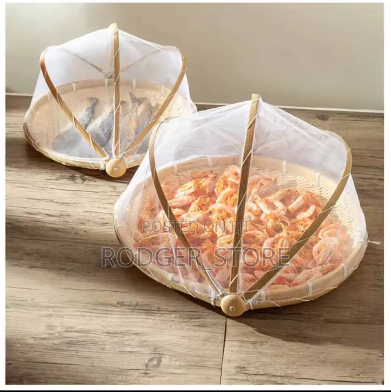 Bamboo Woven Basket Anti-Mosquito Net Fruit Vegetable Basket
