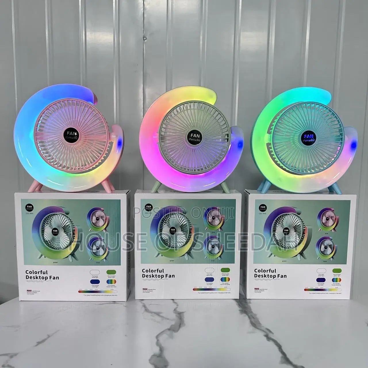 Color Marque Table Fan With Light for Dormitory Office Home