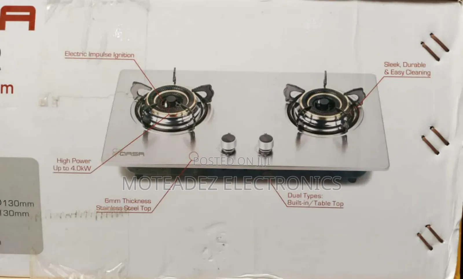 Qasa 2face Premium Stainless Table Top/Built-in Cabinet Gas Cooker
