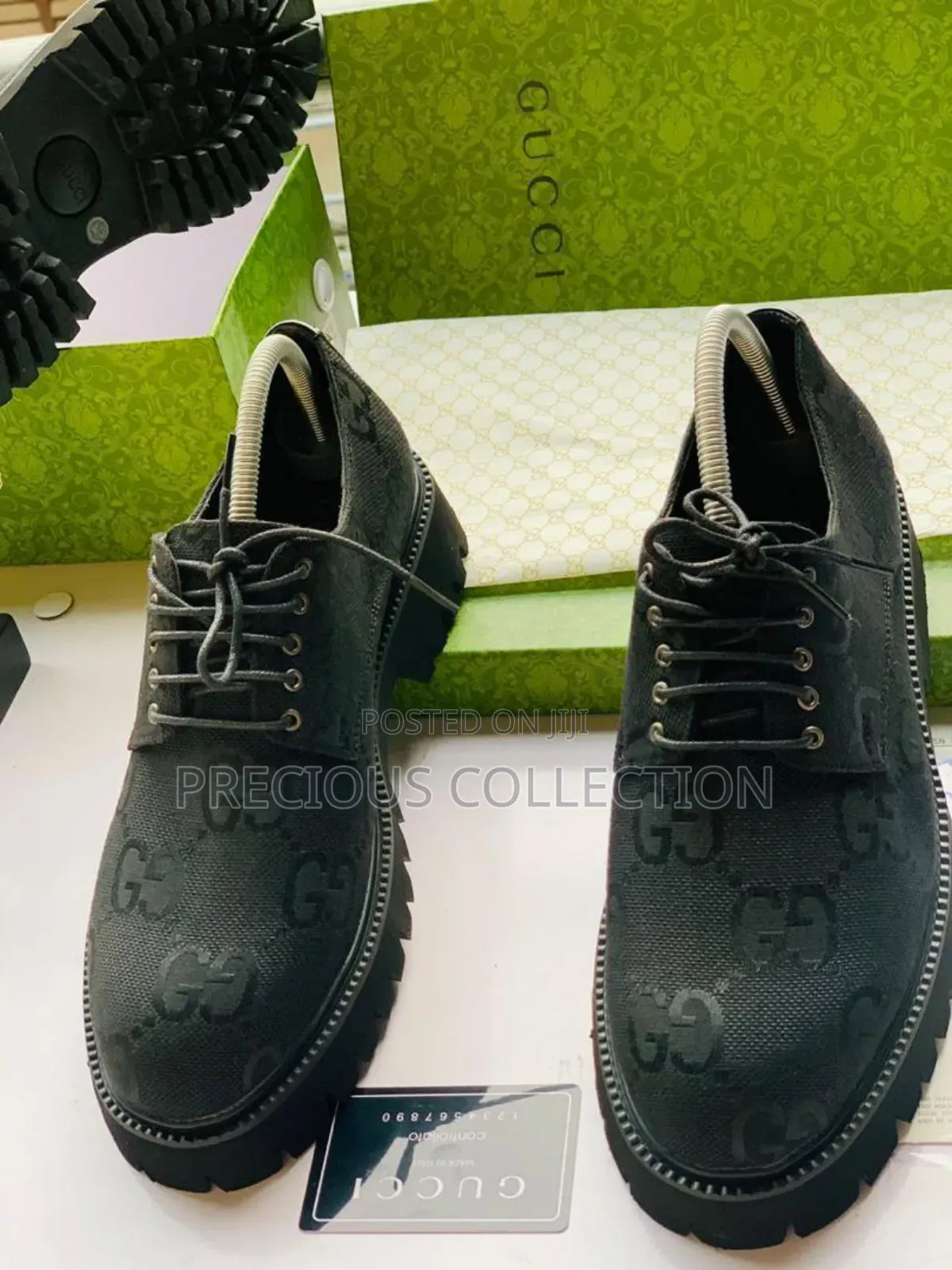 Gucci Fabric Lace Up Double Sole Shoe