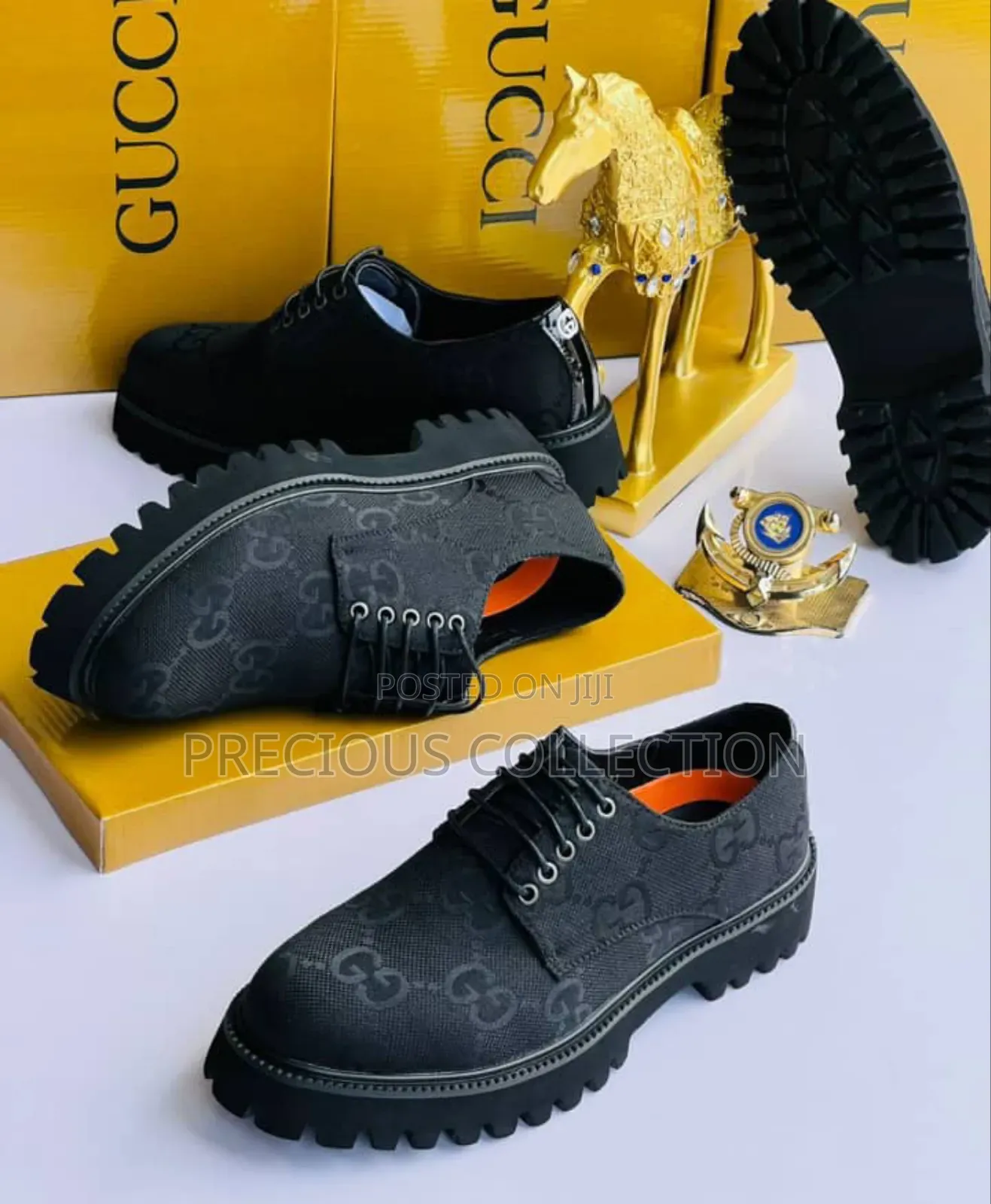 Gucci Fabric Lace Up Double Sole Shoe