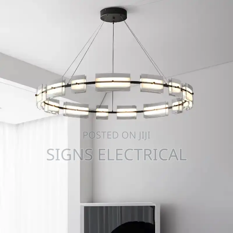 800mm Italian Minimalist Living Room Ring Glass Chandelier