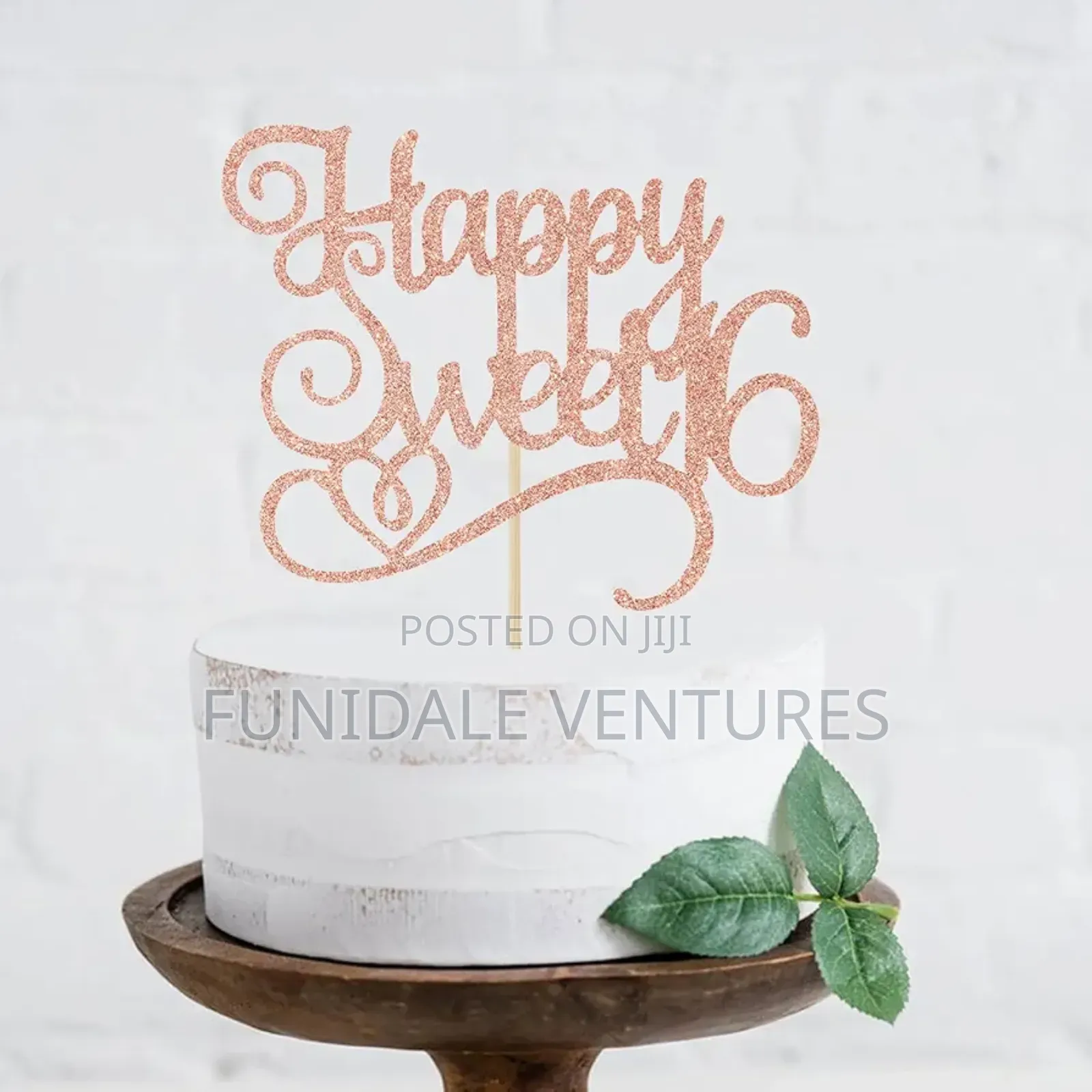 Rose Gold Happy Sweet 16 Cake Topper