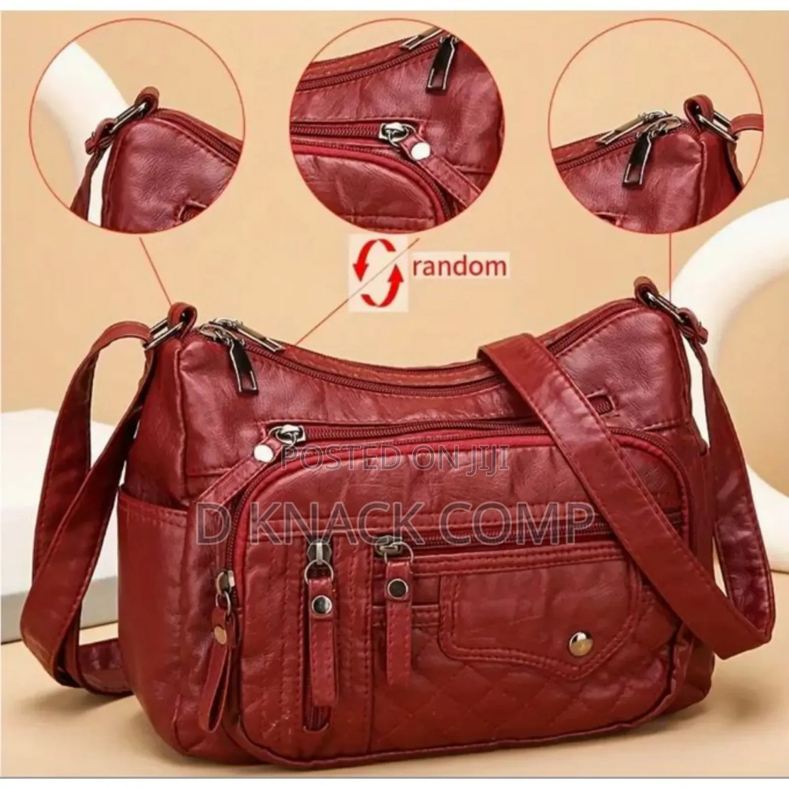 Elegant Multiple Zipper Soft Vegan Leather Women's Bag
