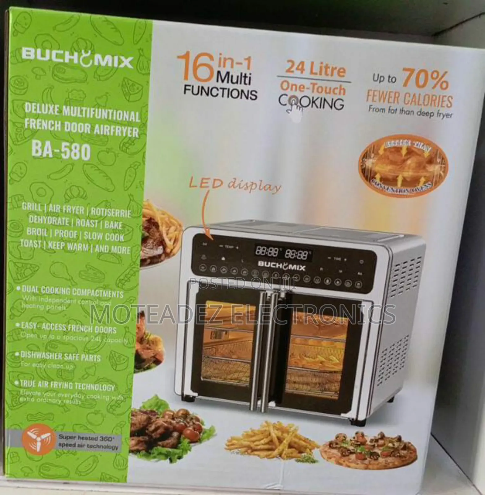 Buchymix 24l Double Compartment French Door Air Fryer Oven