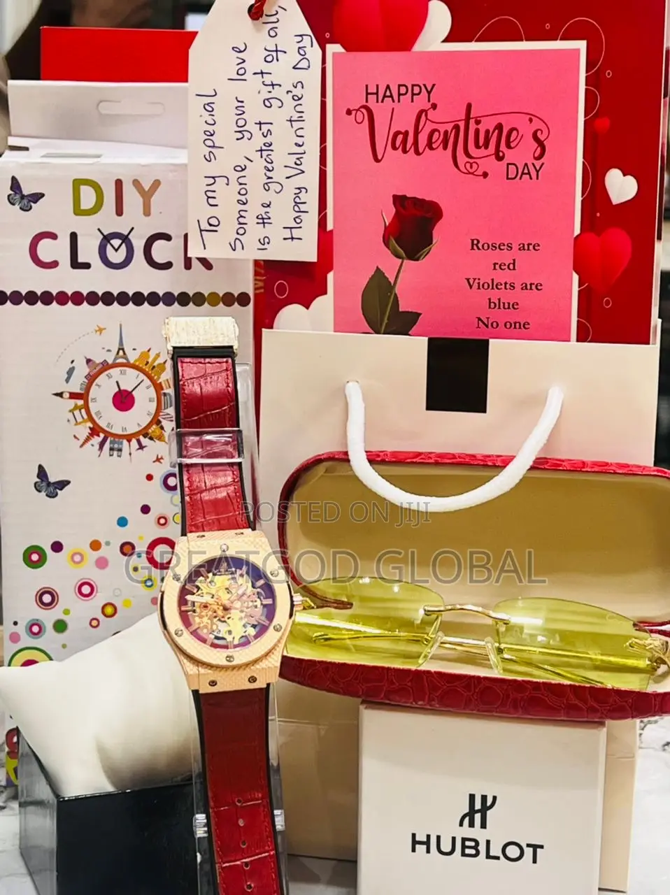 Hublot Watch Set, Cartier Glass, DIY Clock Valentines Spec