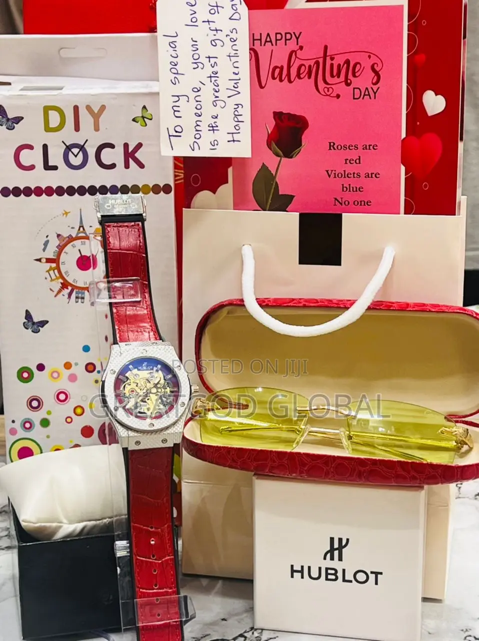Hublot Watch Set, Cartier Glass, DIY Clock Valentines Spec