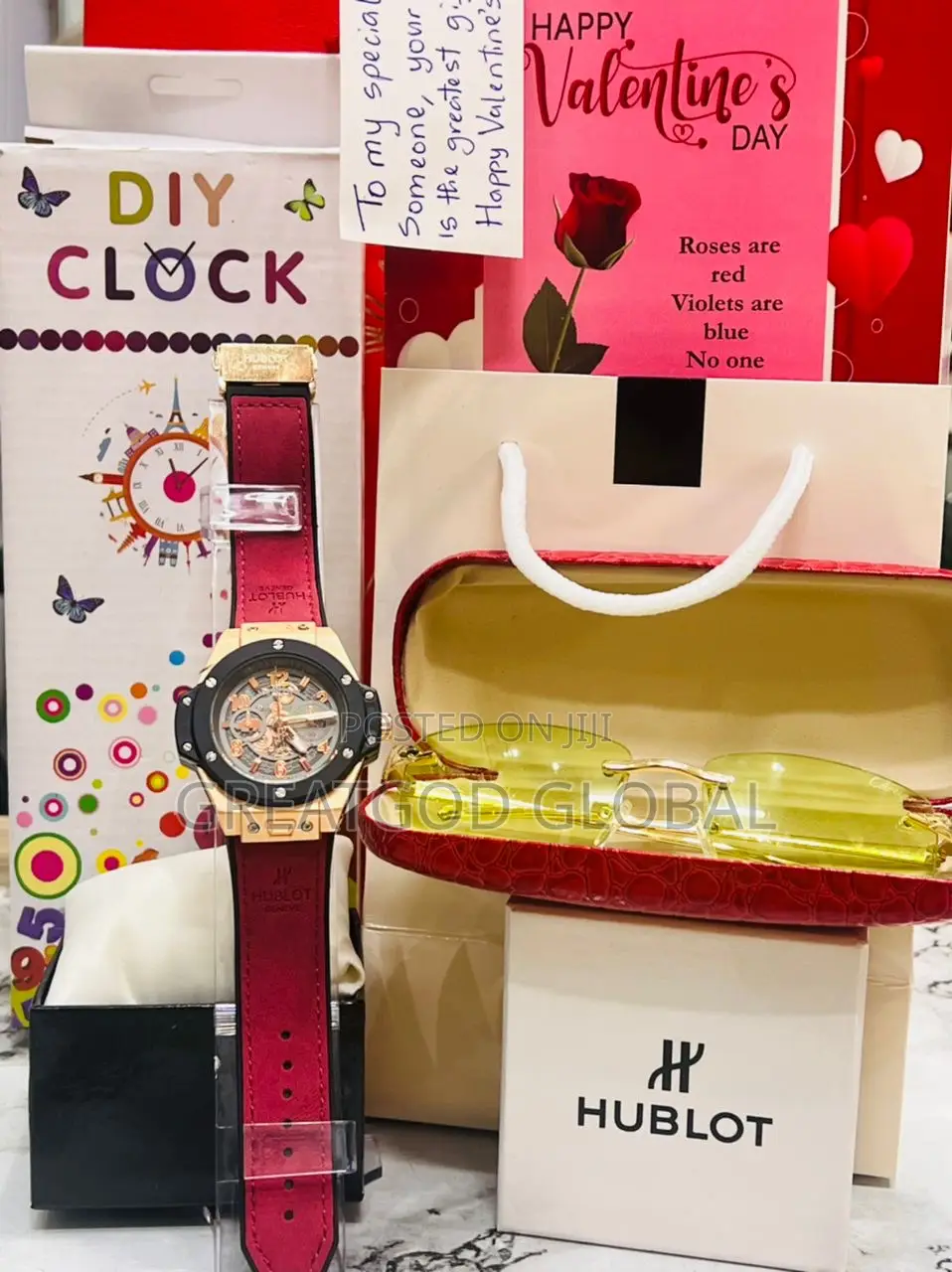 Hublot Watch Set, Cartier Glass, DIY Clock Valentines Spec