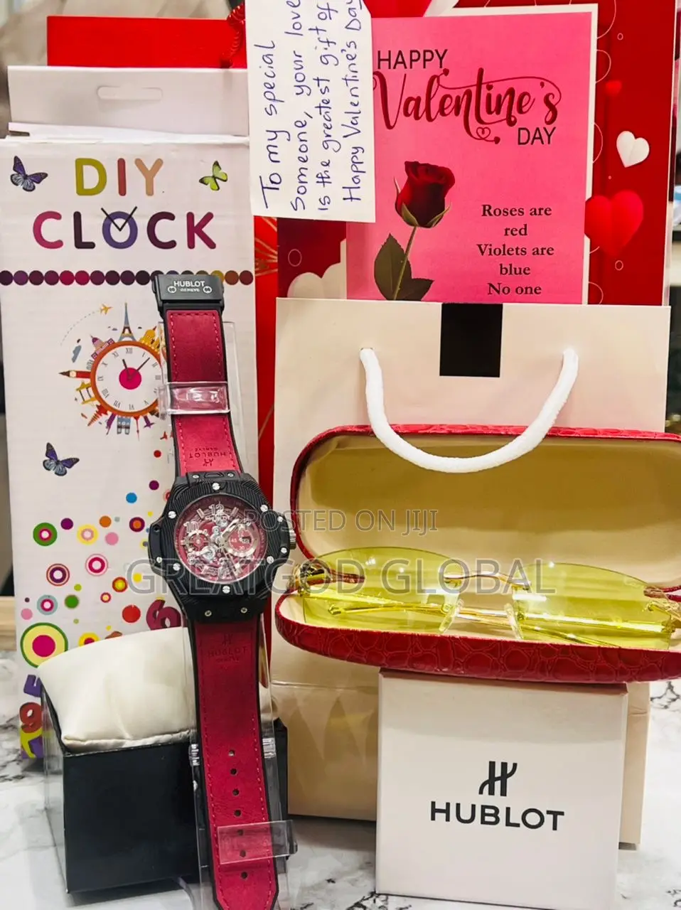 Hublot Watch Set, Cartier Glass, DIY Clock Valentines Spec