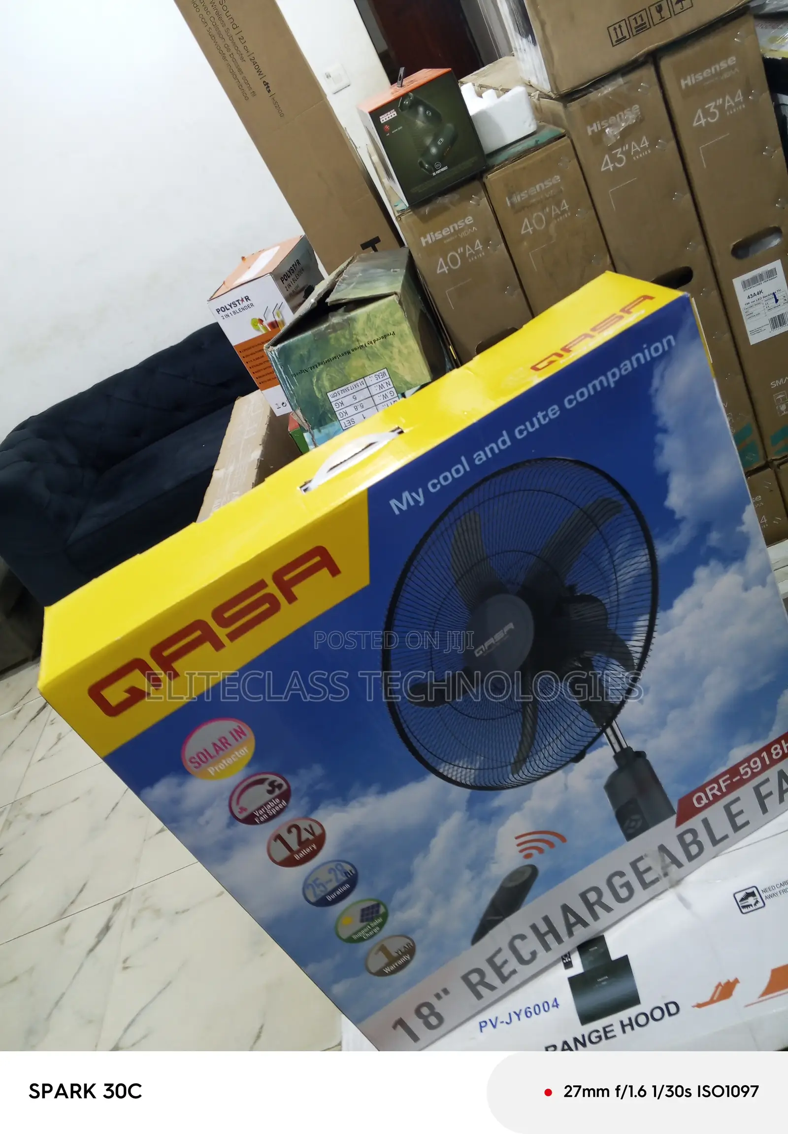 Top Sellin 18inches Rechargeable Qasa Standing Fan