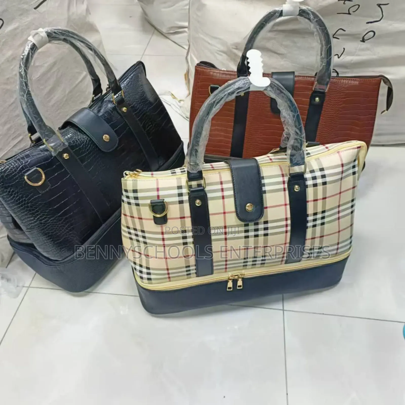 Partitioned Leather Travelling Luggage, Duffle and Handbag