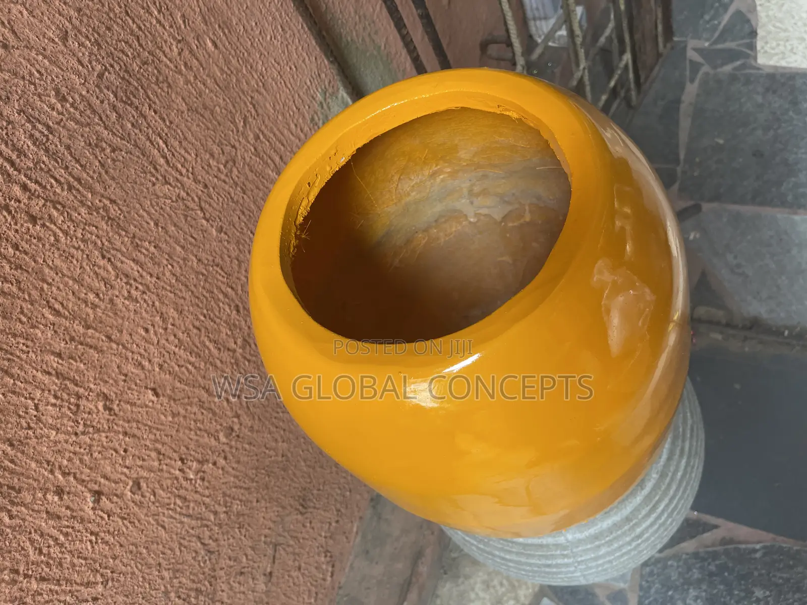Yellow Round Fiberglass Flower Pots