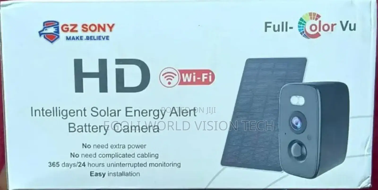 New Full Color-vu HD Wi-fi Solar Energy Alert Battery Camera