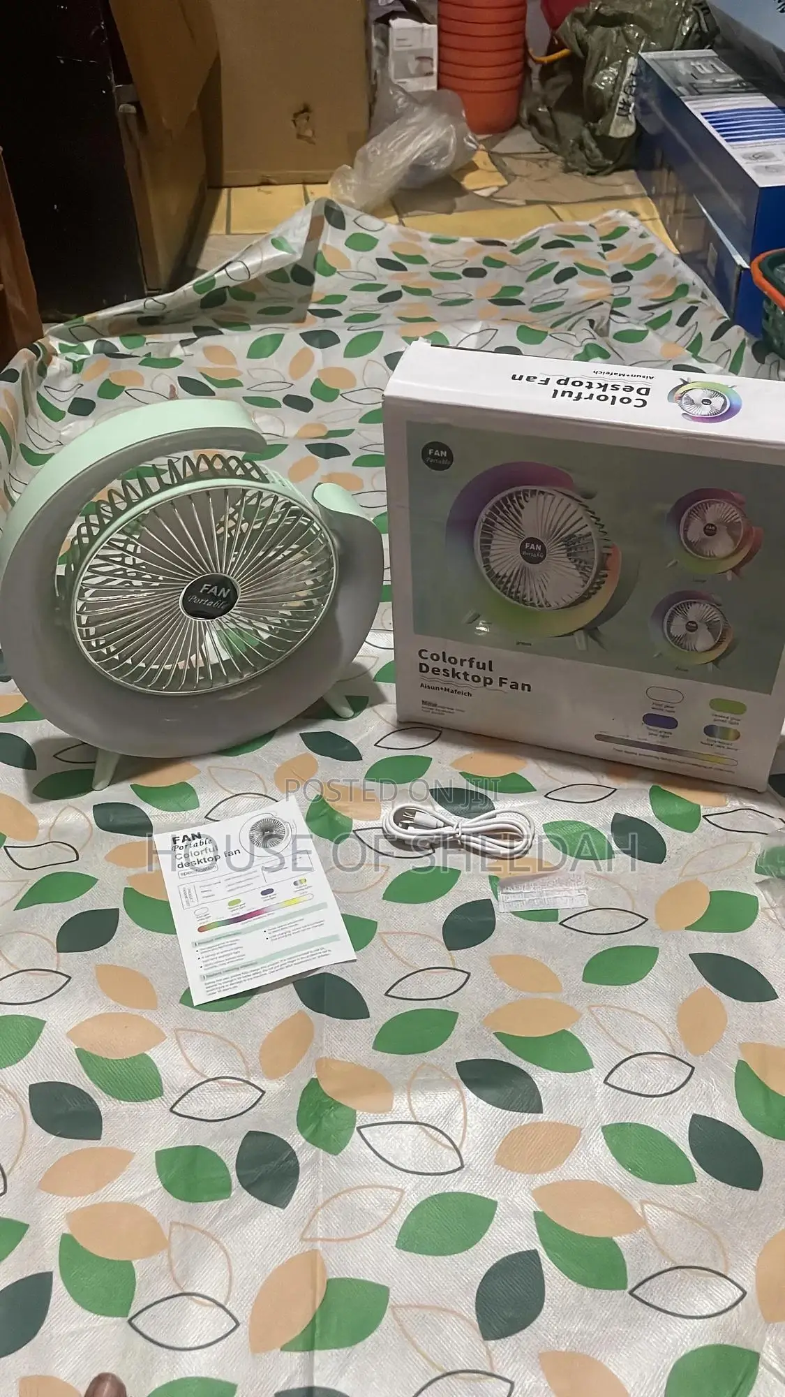 Color Marque Table Fan With Light for Dormitory Office Home