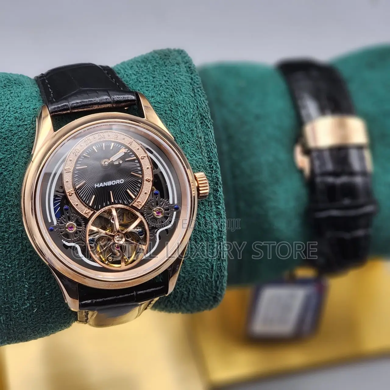 Hanboro Quality Luxury Men Genuine Leather Wristwatch