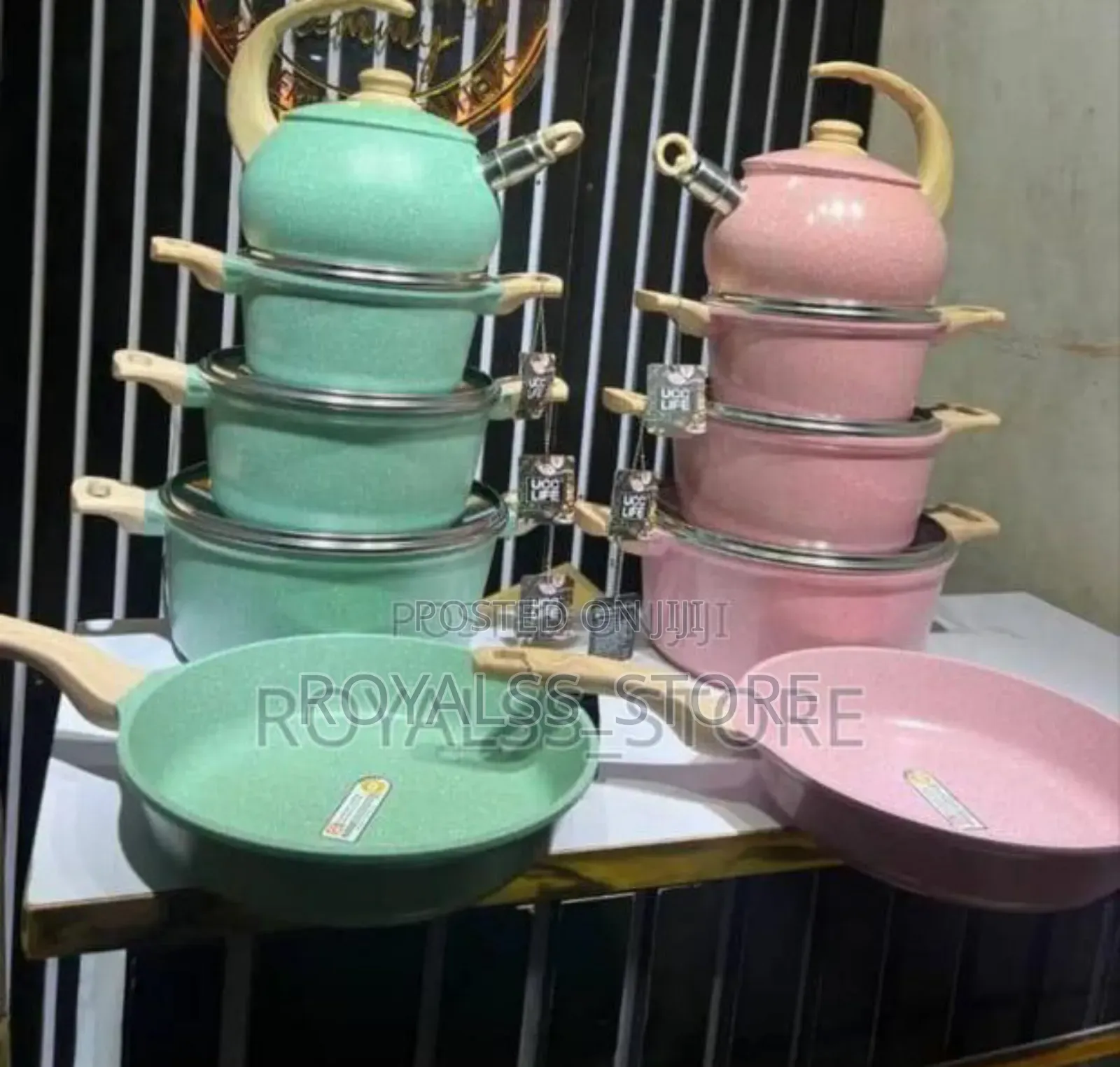 Nonstick Cast Granite Cookware Set With Kettle