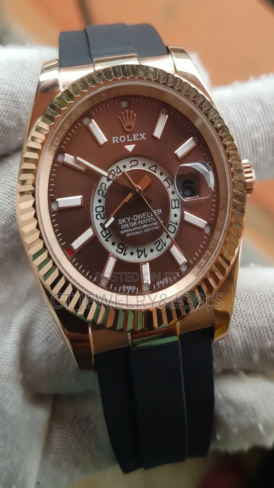 Rolex Sky-Dweller Rose Gold Chocolate Index 42 Mm Dial(AUTO)