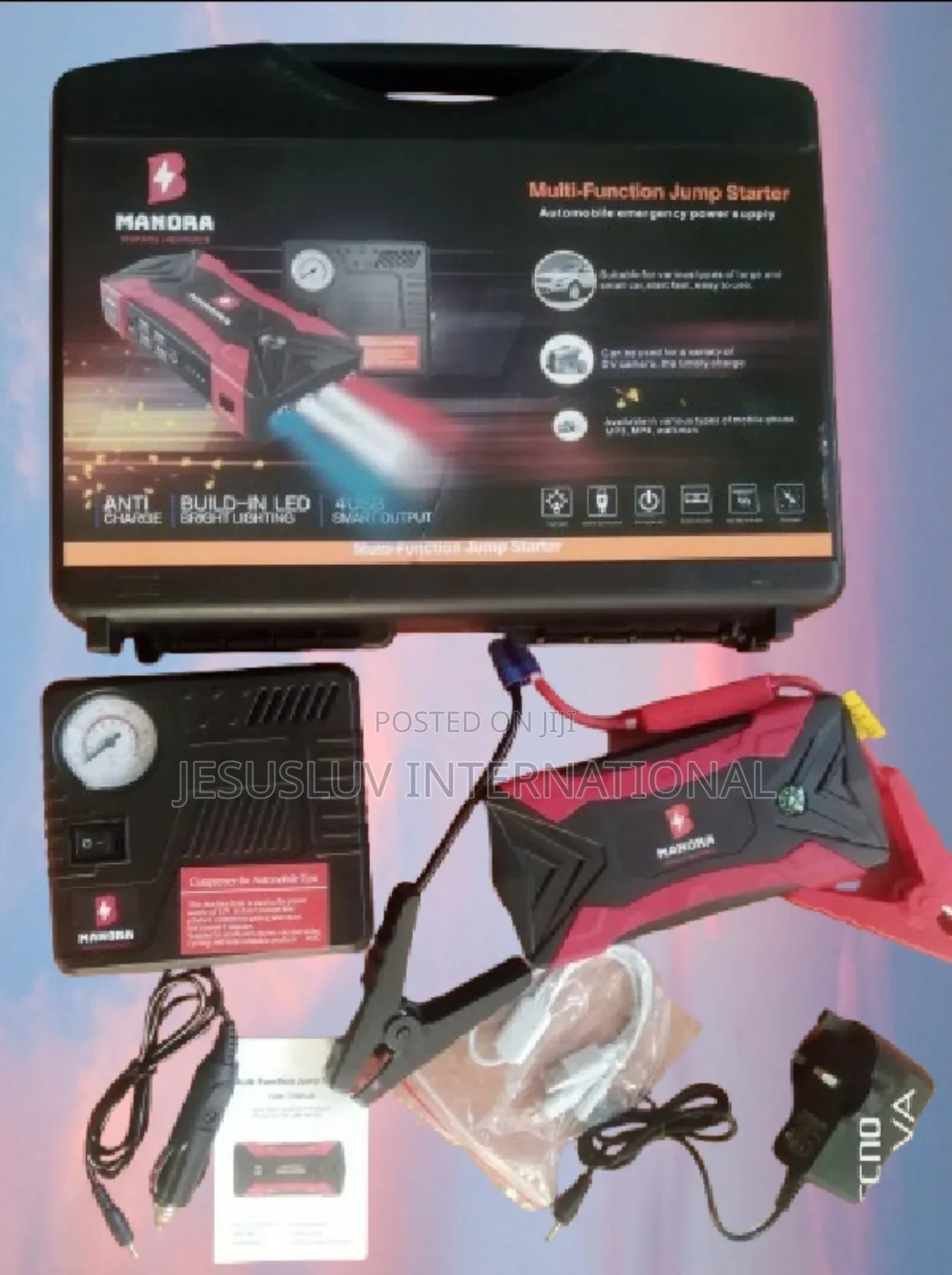 Jump Starter for Large Small Cars With Tyre Inflator Pump