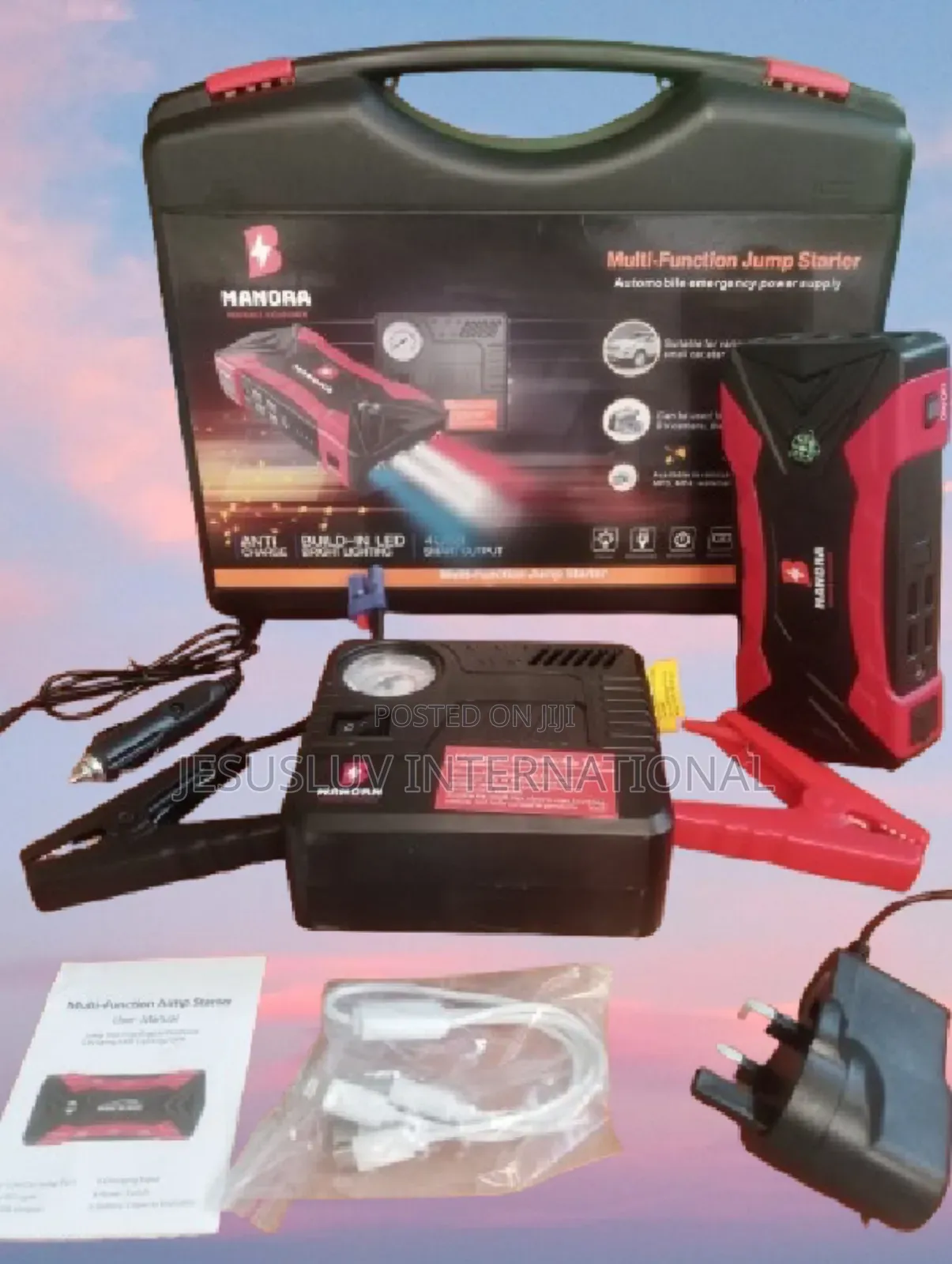 Jump Starter for Large Small Cars With Tyre Inflator Pump