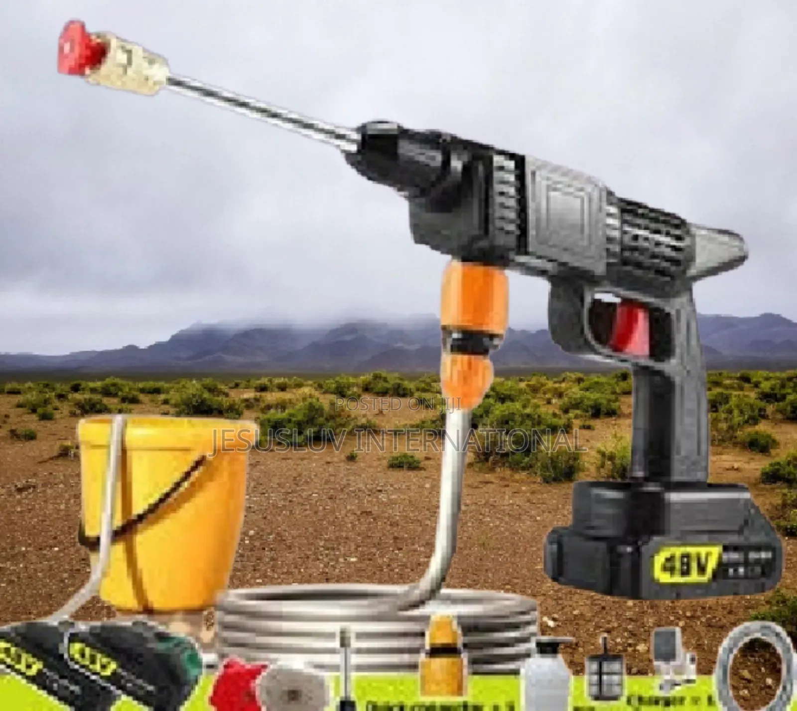 Cordless High Pressure Car Washer With 2 Batteries 48 Volts