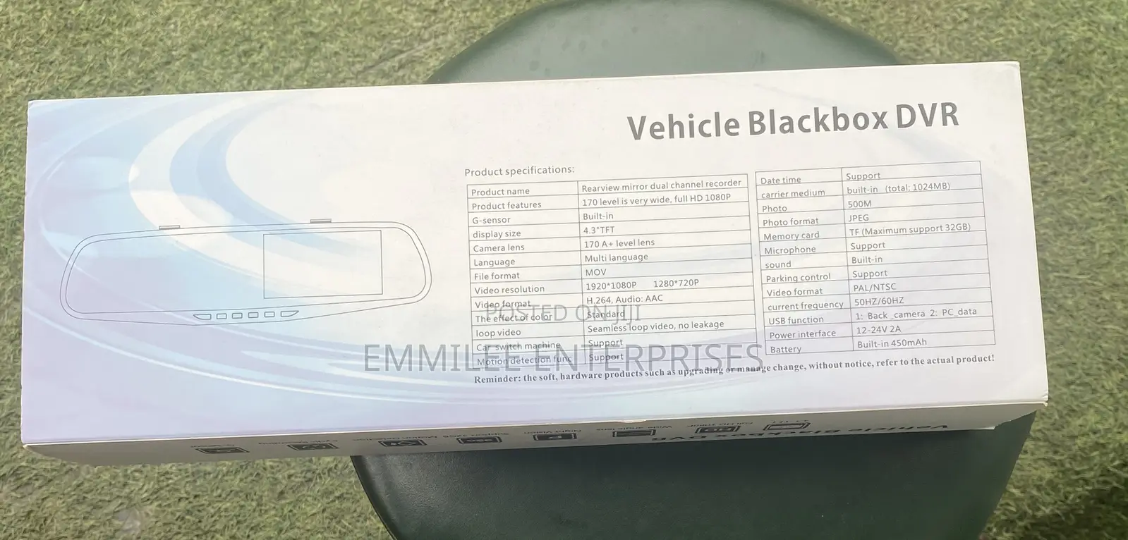 Vehicle Rearview Mirror Dual Channel Recorder DVR CAMERA