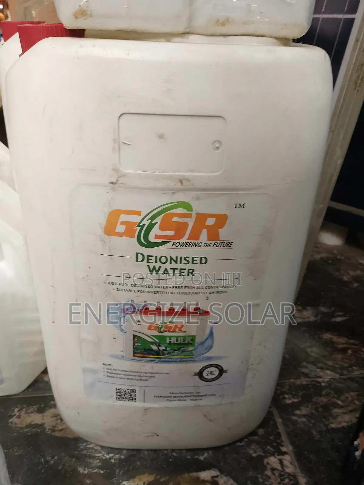 25 Litres GSR De-Ionzed Water