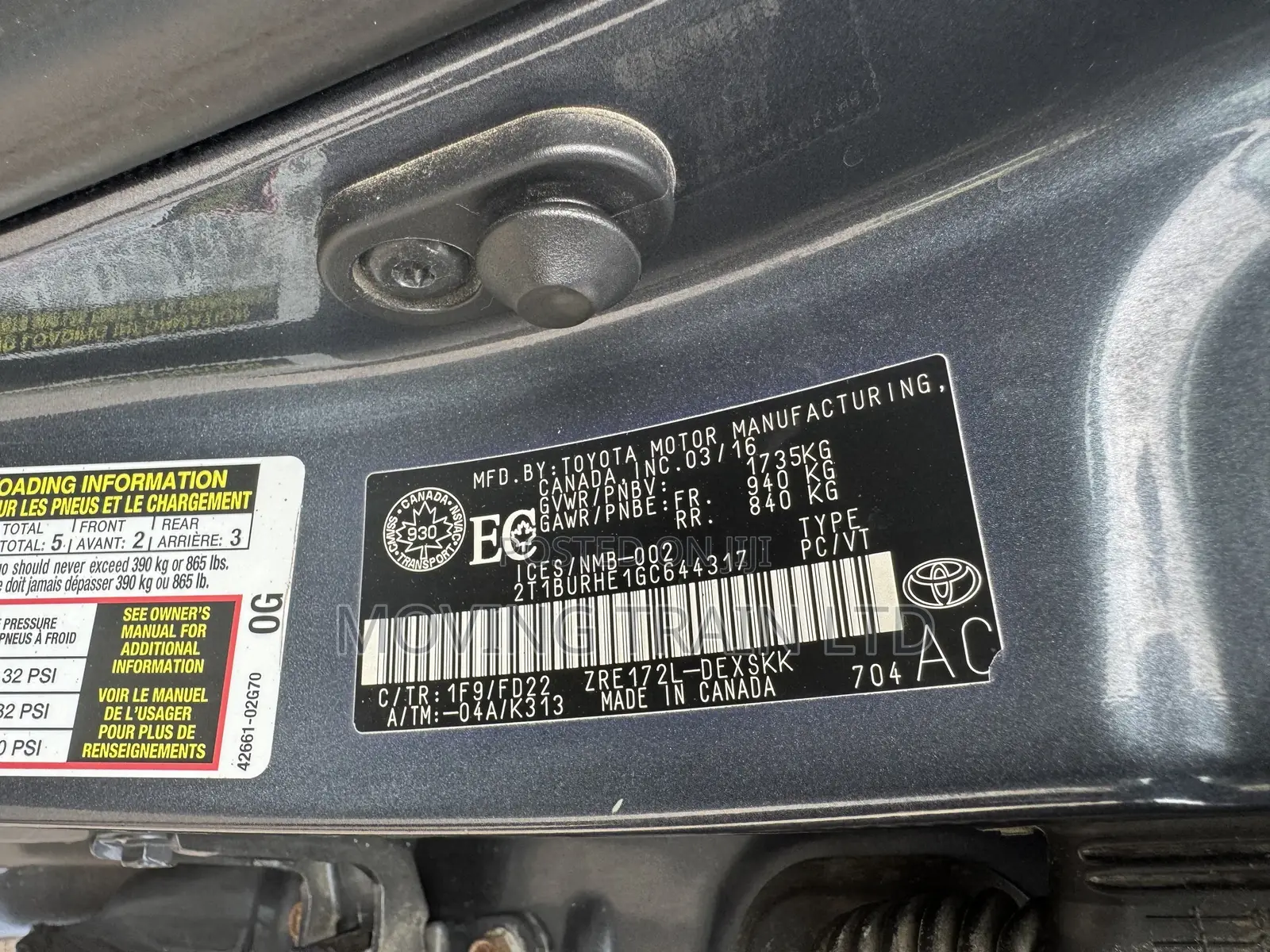 Toyota Corolla 2016 Gray