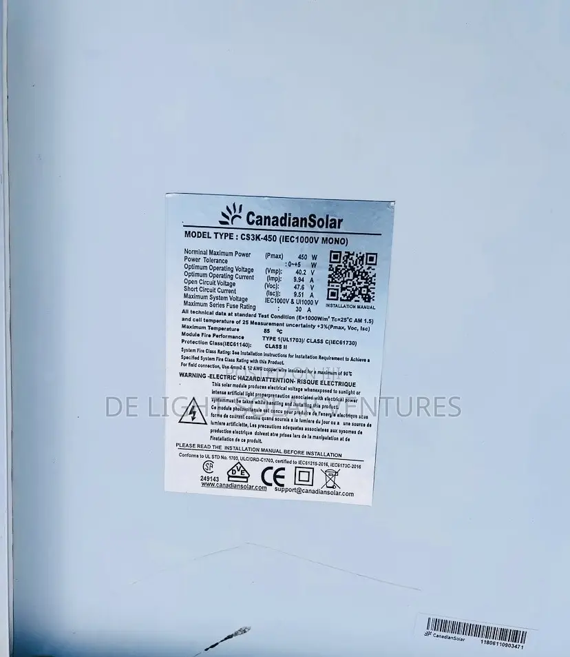 450watt Canadian Solar Panel 144cells Mono Brand New