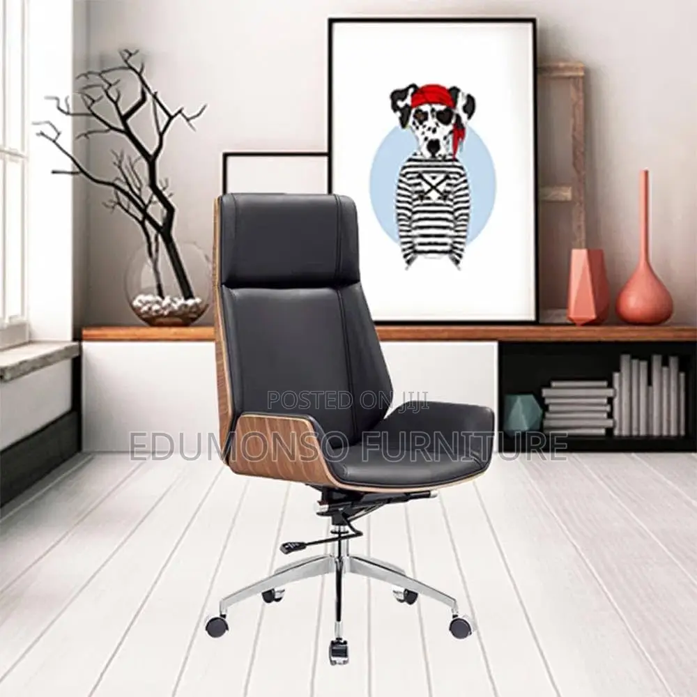 Executive Office Chair Black Leather