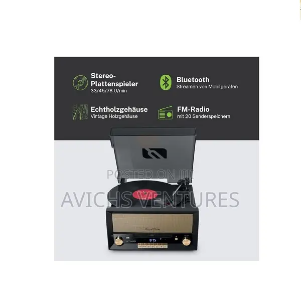Muse Vintage Turntable Micro System Fm Radio Cd Player, Usb