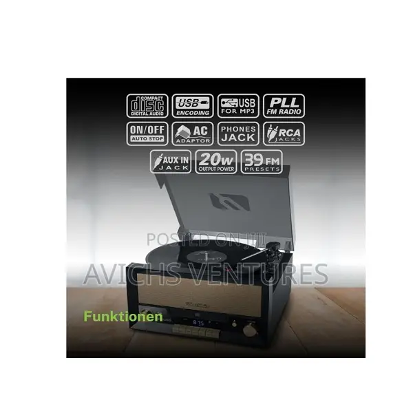 Muse Vintage Turntable Micro System Fm Radio Cd Player, Usb