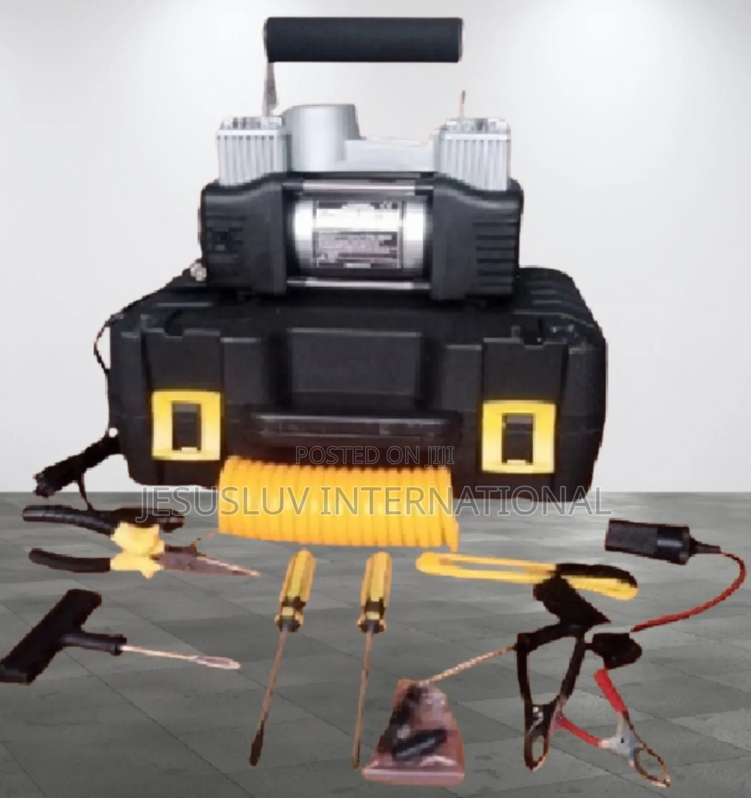 Tyre Inflator Pump Double Cylinder, Tire Repair LED Light