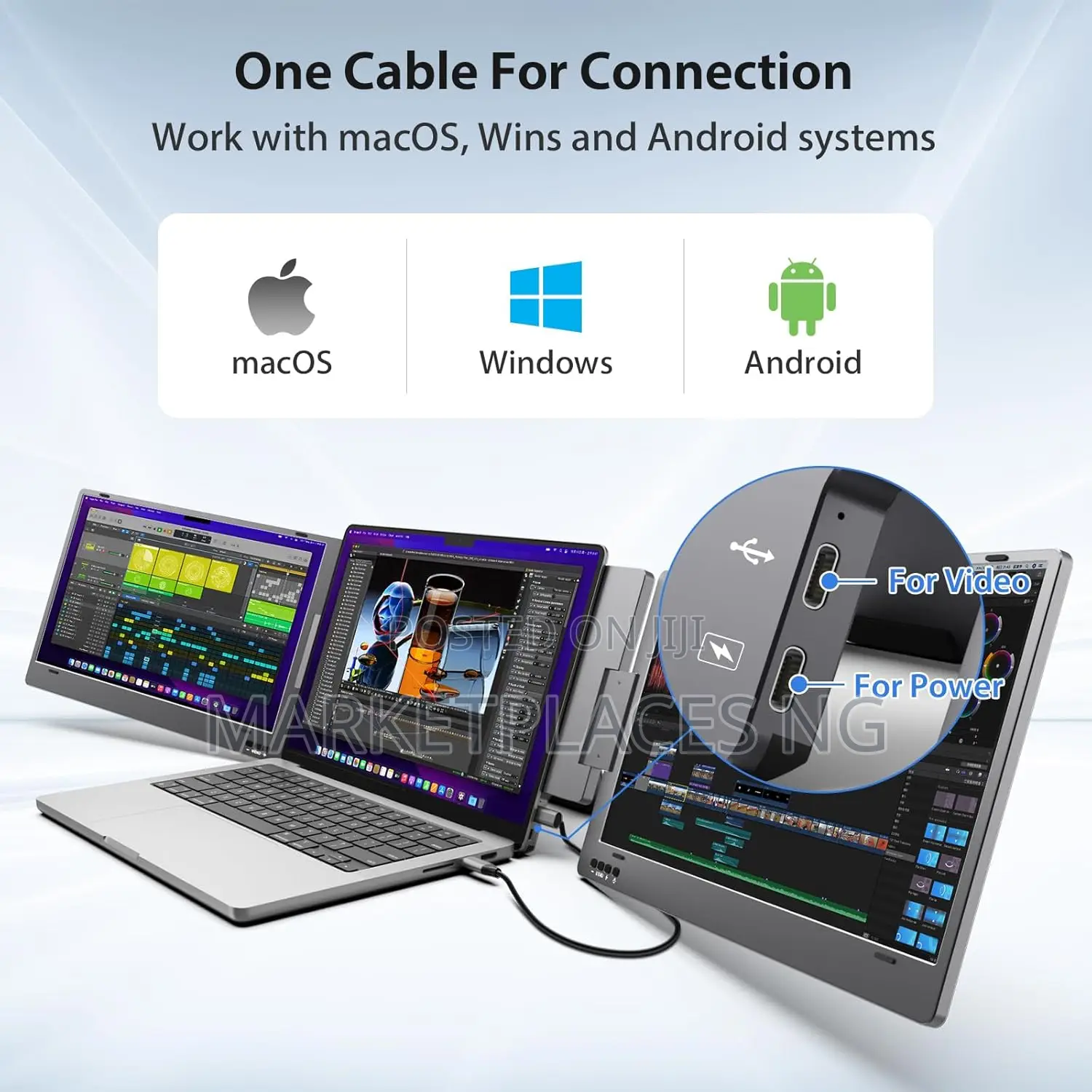 Kyy 14" Triple Monitor: Portable Usb-C HDR Ips Laptop Screen