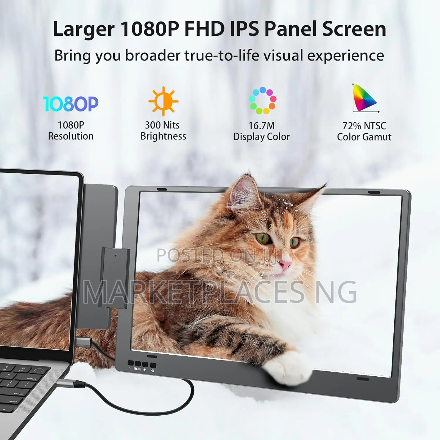 Kyy 14" Triple Monitor: Portable Usb-C HDR Ips Laptop Screen