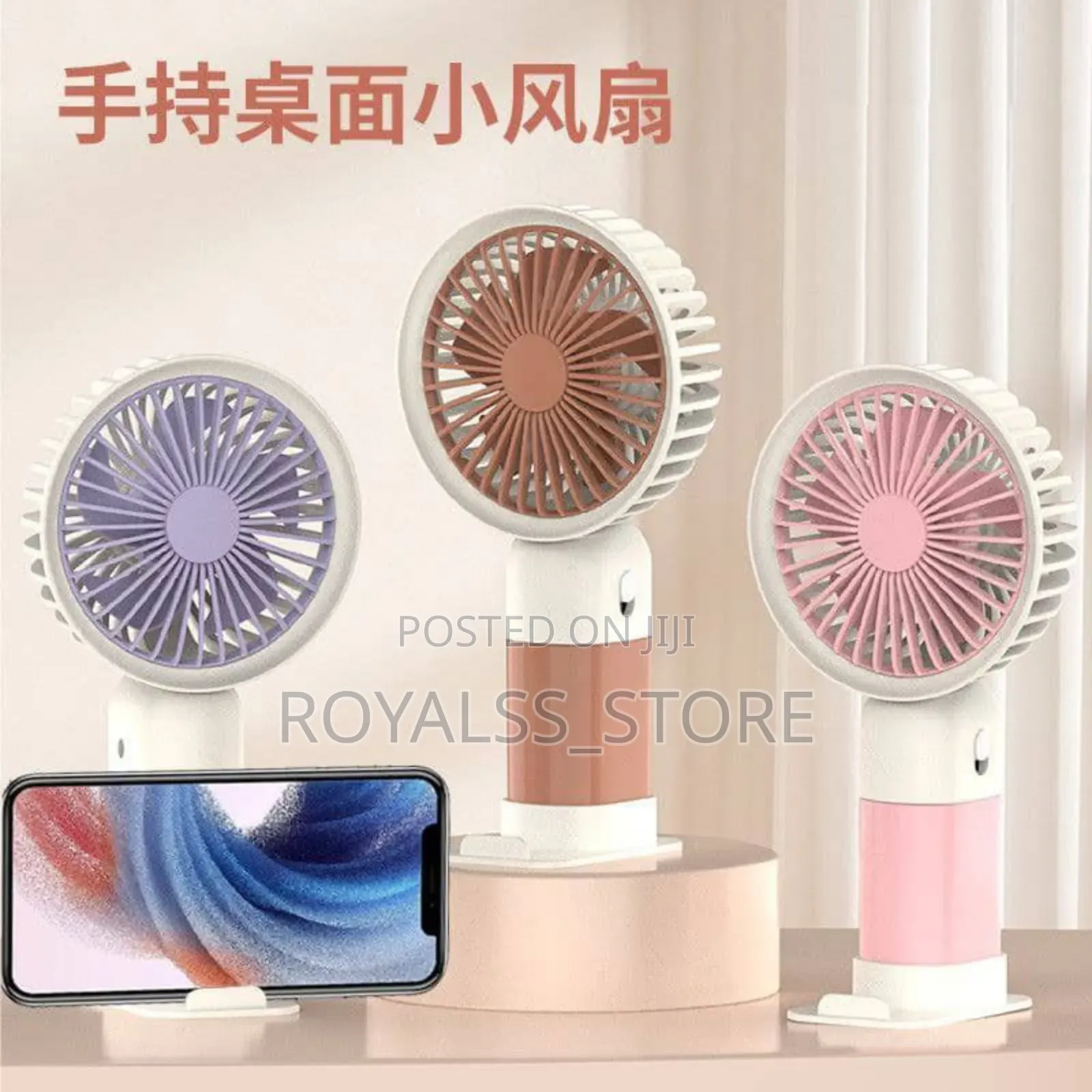 Multipurpose Rechargeable Mist Hand Fan And Phone Holder