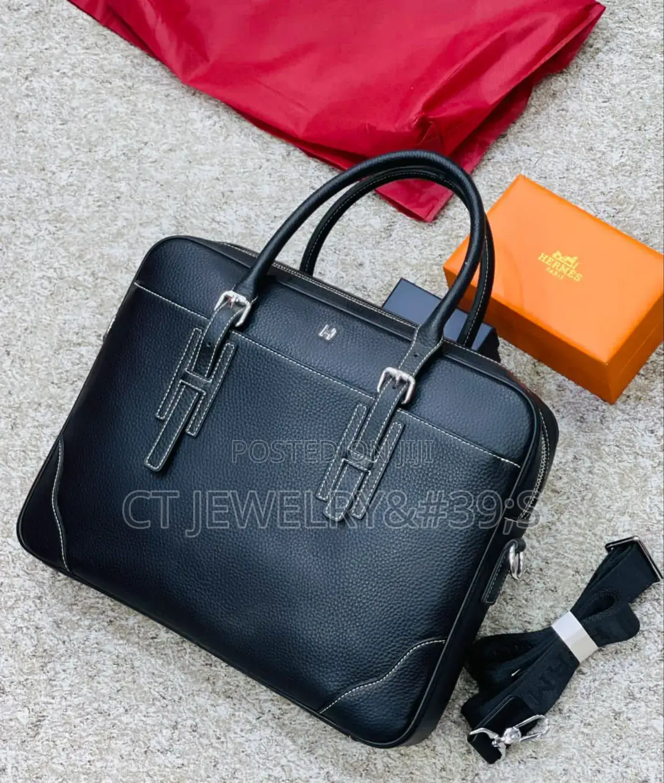 Real Genuine Leather HERMES PARIS Laptop Bag