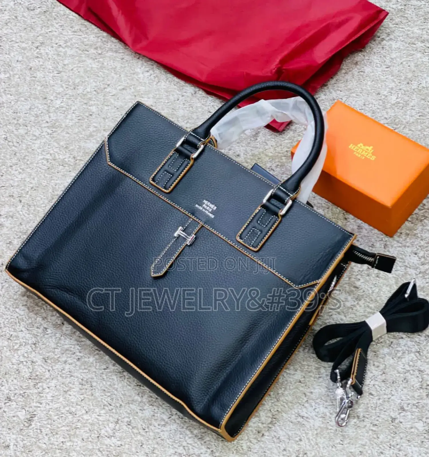 Real Genuine Leather HERMES PARIS Laptop Bag