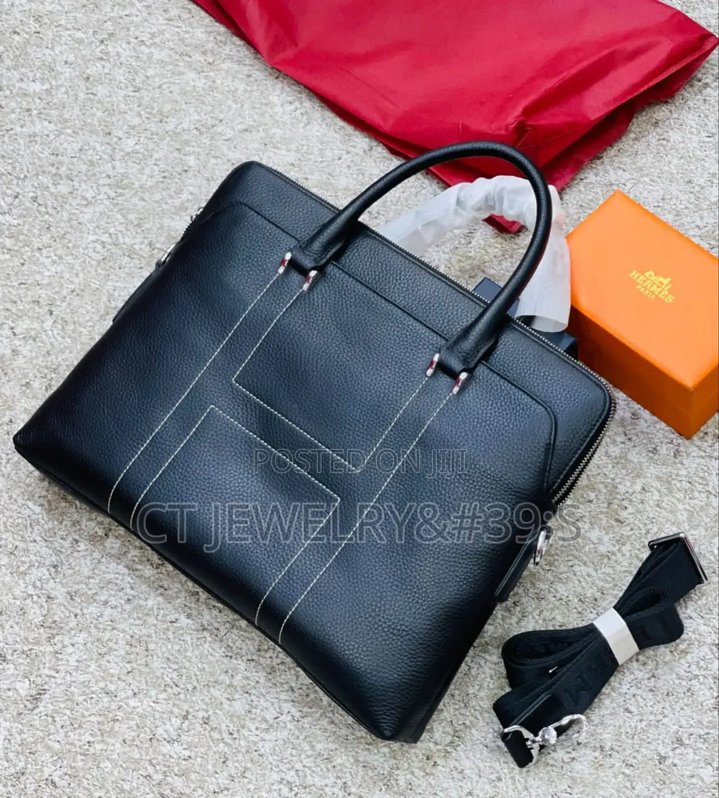 Real Genuine Leather HERMES PARIS Laptop Bag