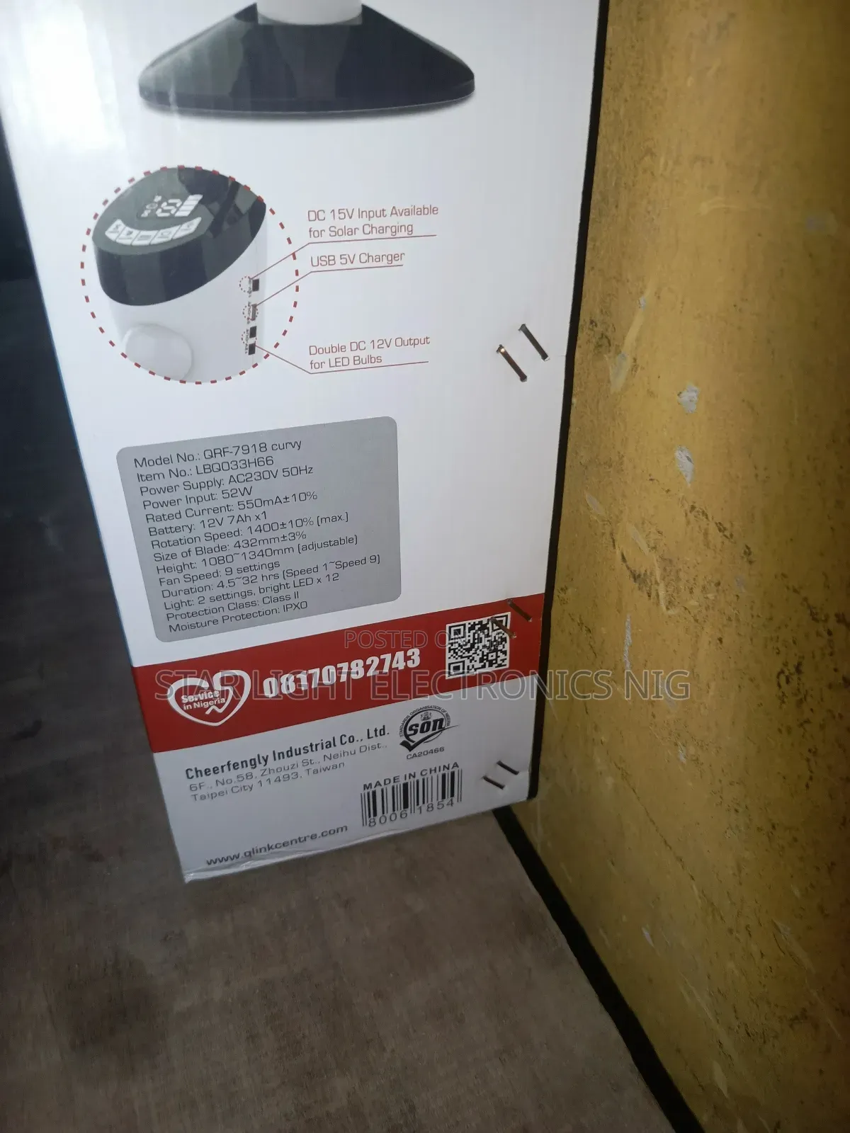 White Rechargeable Fan 18 Inches