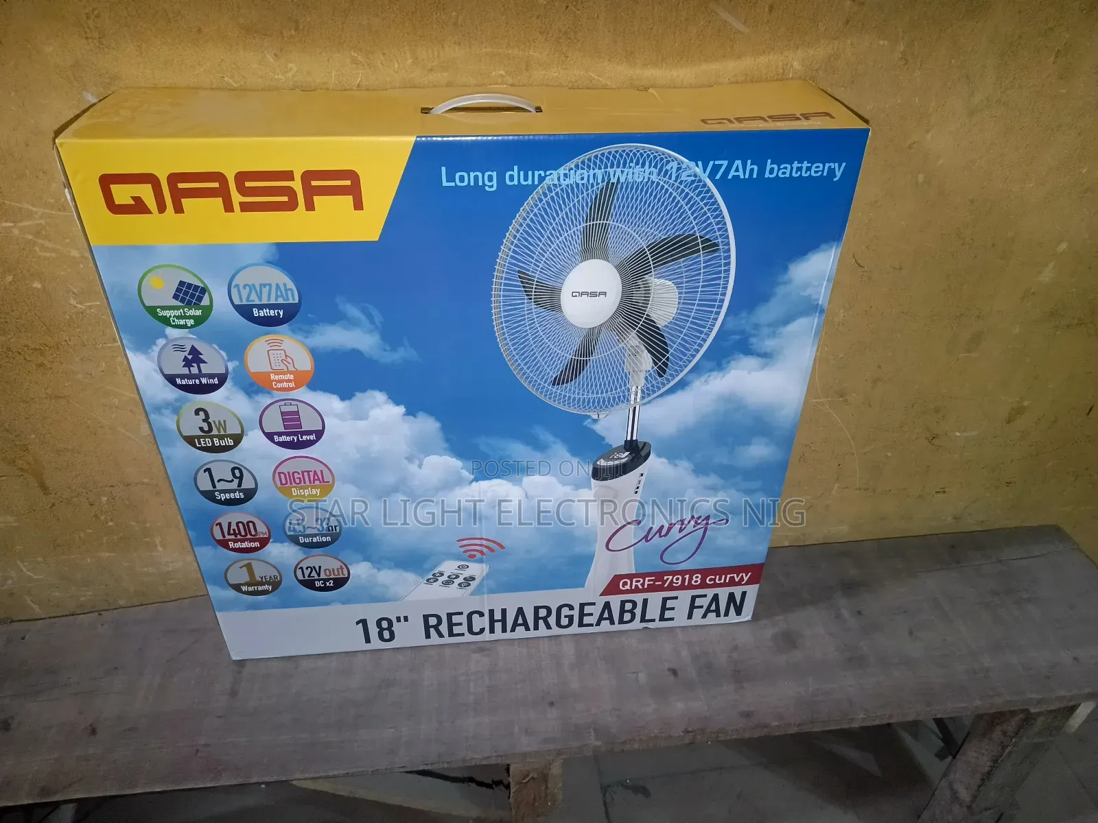 White Rechargeable Fan 18 Inches