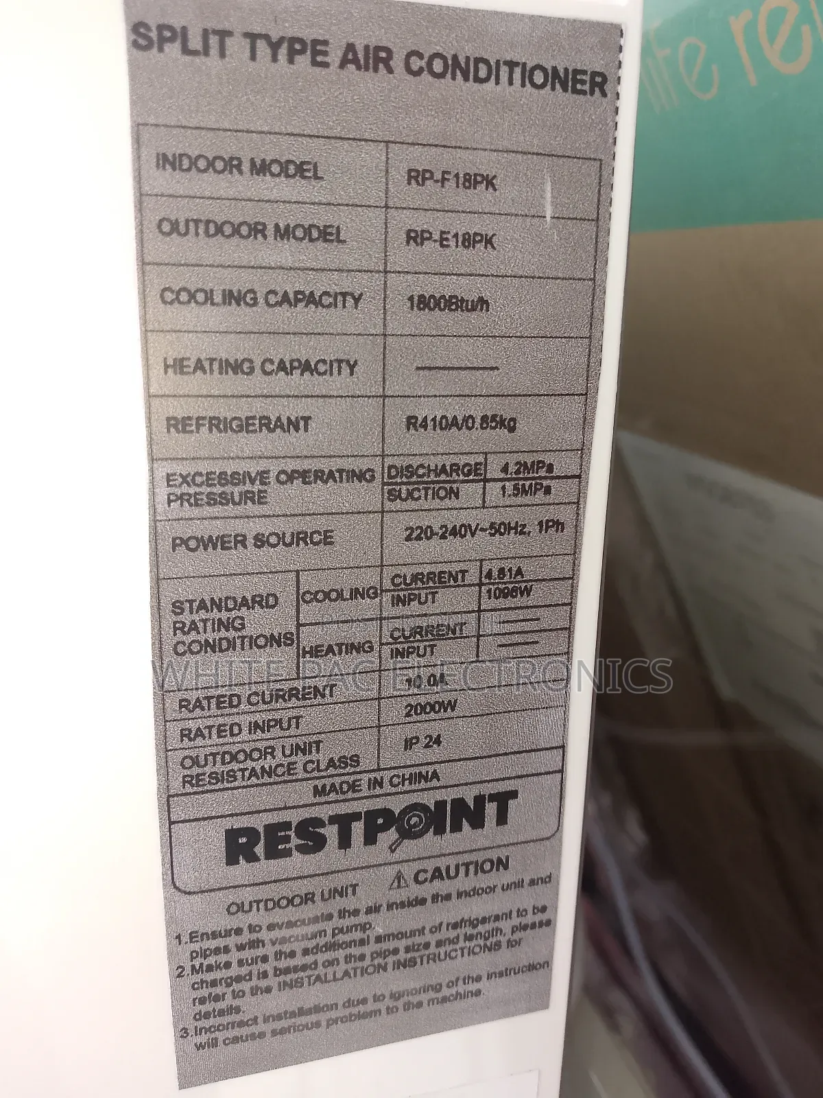 New One Restpoint Inverter Ac 2hp Split Super Cooling>2 Yrs
