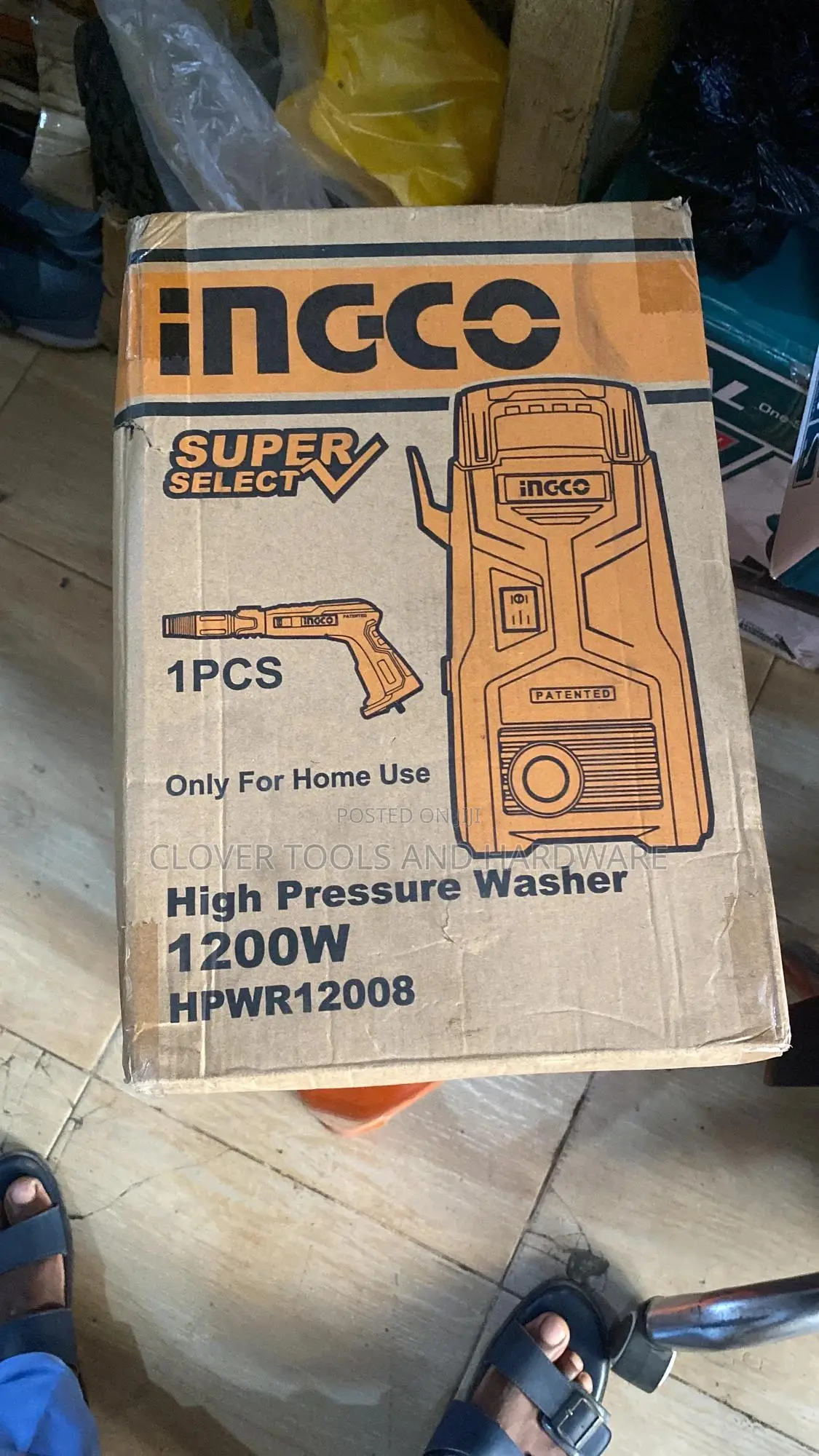 INGCO High Pressure Washer, 1200 W, 90 Bar (1300 PSI)