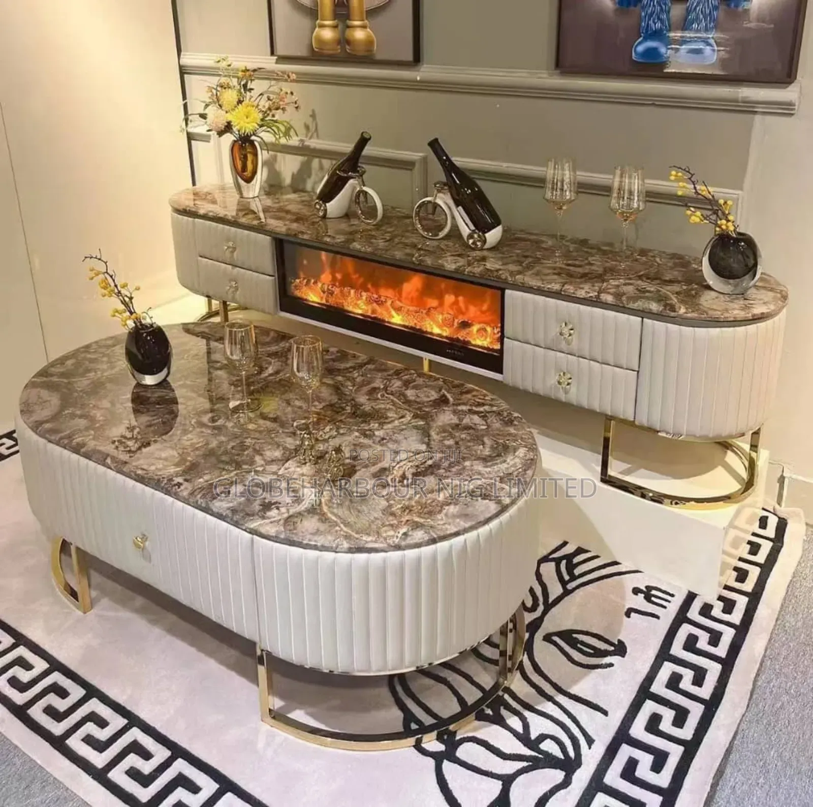 Luxurious Marble Center Table With TV STAND