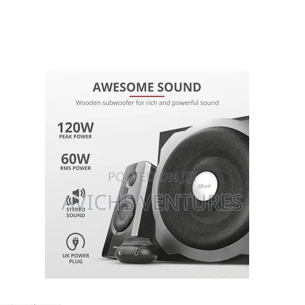 Trust Tytan 2.1 Pc Speakers With Subwoofer, 120w