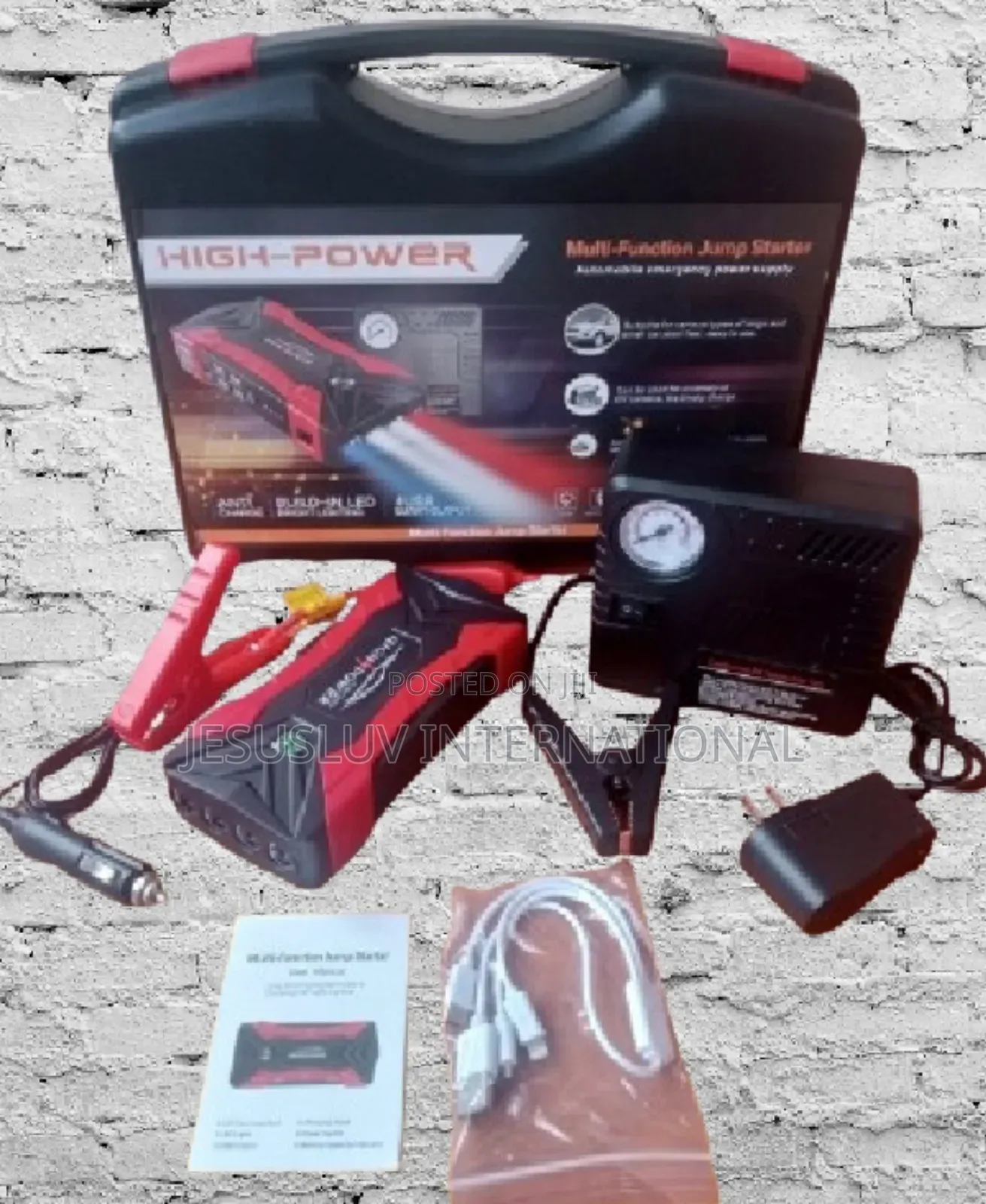 Car Jump Starter Battery Booster 99800mah With Tyre Inflator