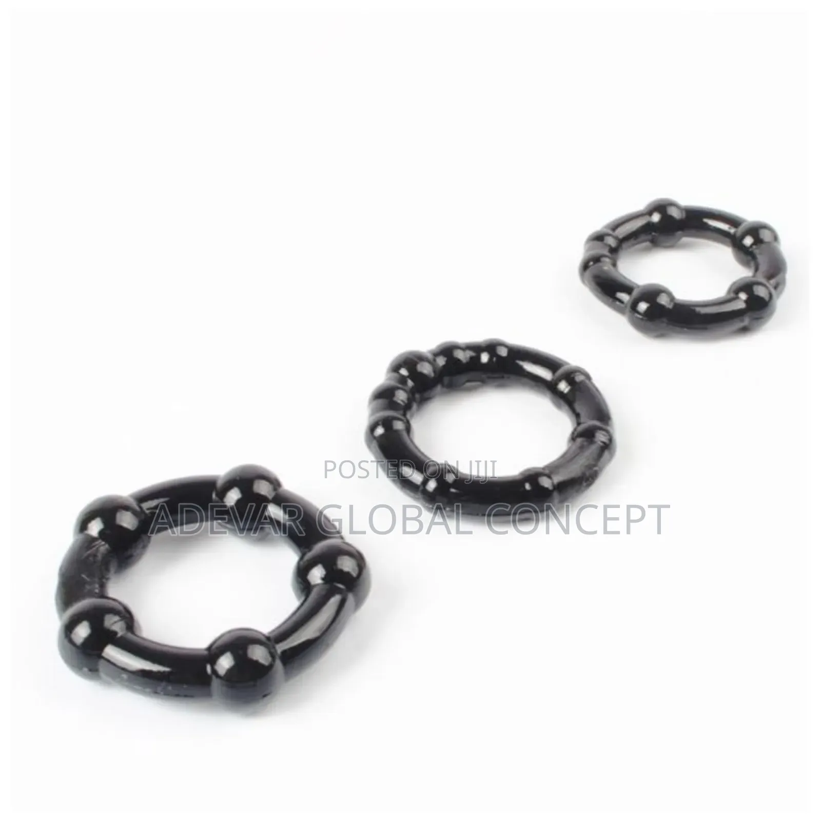 Secret Black 3pcs Beaded Penis Rings Sex Toys for Men