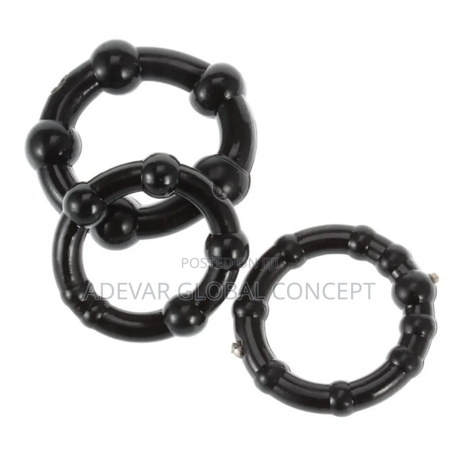 Secret Black 3pcs Beaded Penis Rings Sex Toys for Men